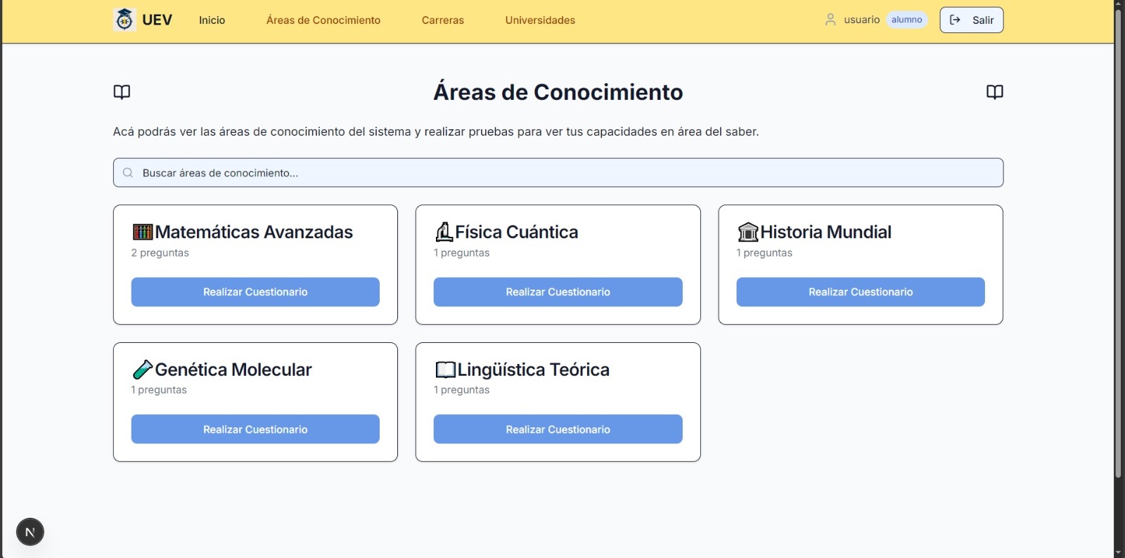 Sistema Vocacional — UEV